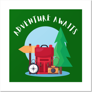 Adventure Awaits - white text Posters and Art